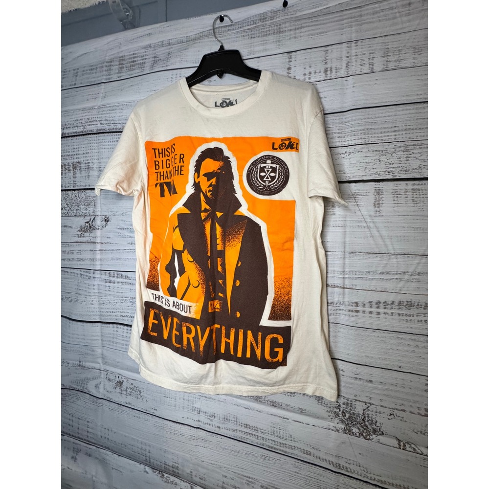 Marvel Loki TVA Graphic T-Shirt Unisex Cream Orange Tom Hiddleston Series Tee